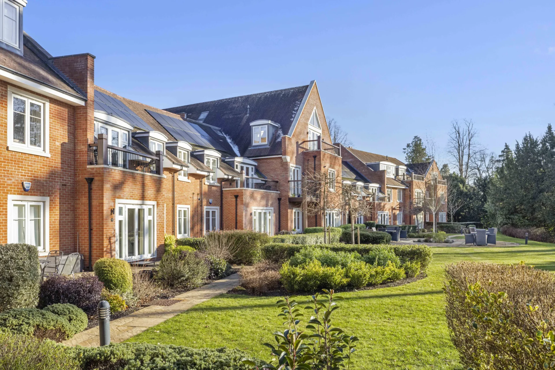 Rear view of Academy House, Woolf-Drive, Wokingham, Berkshire